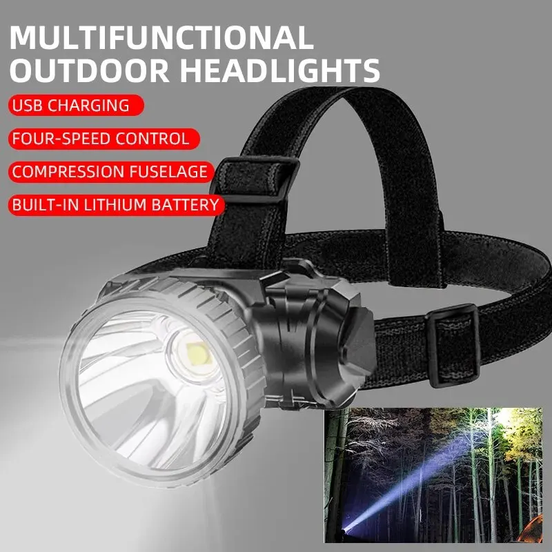 Lumière forte LED à cinq têtes - Headlamp Waterproof Rechargeable avis et prix